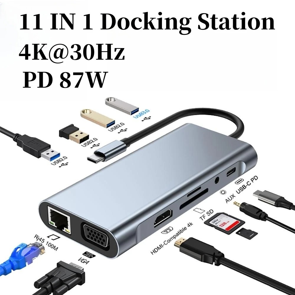 Docking Station Usb C - 4/7/8/11in1 Docking Hub 4K USB ขยาย