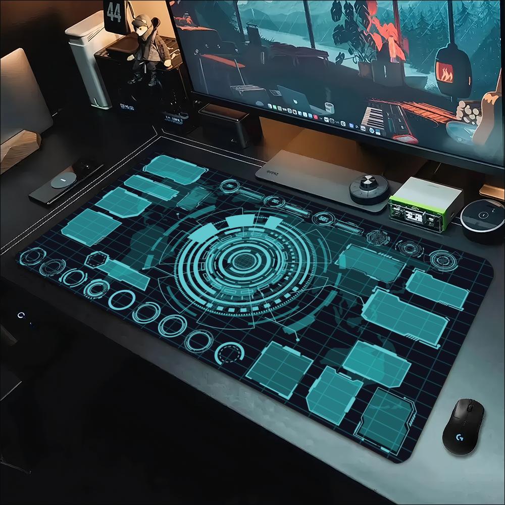 The Office Tech - แผ่นรองเมาส์ขนาดใหญ่พิเศษ Cyber Tech Console Interface Print